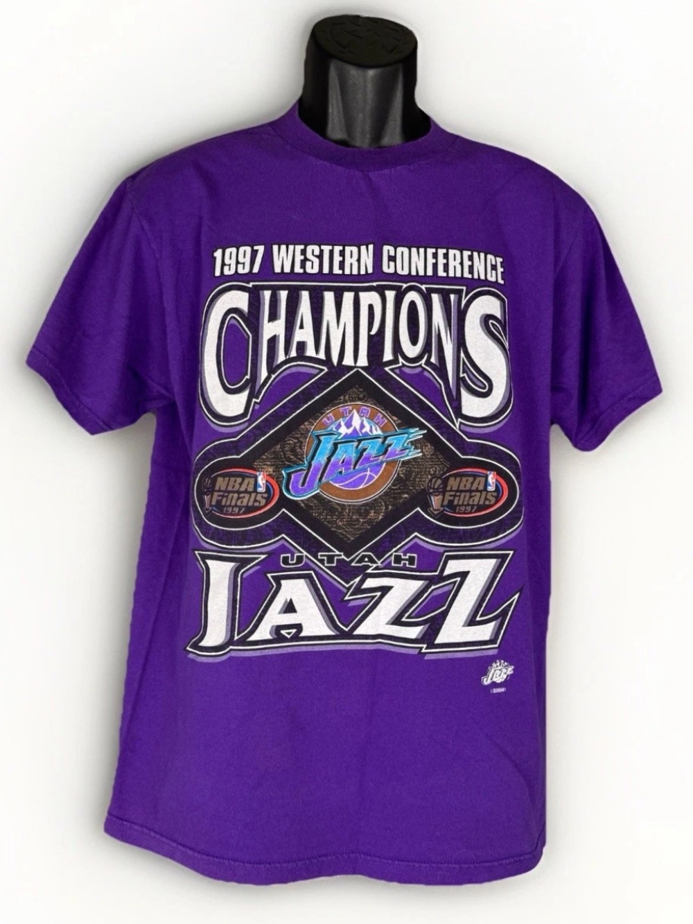 Vtg 1997 Utah Jazz NBA Finals Shirt Logo 7 Western Conference Champions Purple M